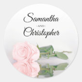 Elegant Gespiegeld Blush Roze Rose Bruiloft Ronde Sticker (Voorkant)