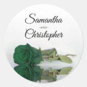 Elegant Gespiegeld Smaragd Groen Roos Bruiloft Ronde Sticker (Voorkant)