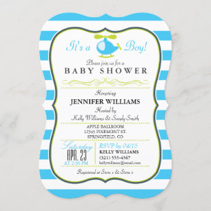Elegant gestikt helikopter Baby shower uitnodiging