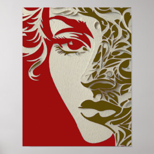 Elegant gestileerd vrouwenportret poster