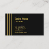 Elegant Gestreept Goud & Zwart Professioneel Scrip Visitekaartje (Achterkant)