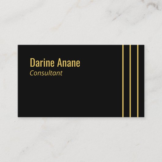 Elegant Gestreept Goud & Zwart Professioneel Scrip Visitekaartje (Voorkant)