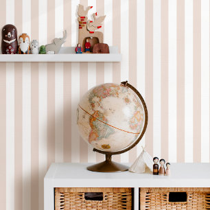 Elegant gestreept koraal roze wit behang