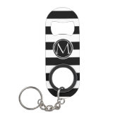 Elegant gestreept monogram sleutelhanger flessenopener (Voorkant)
