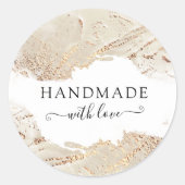 elegant getextureerd goud handgemaakt van liefde ronde sticker (Voorkant)