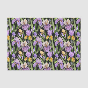 elegant getild Iris floreel patroon Tissuepapier