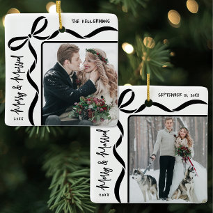 Elegant getrouwd stel foto keramisch ornament