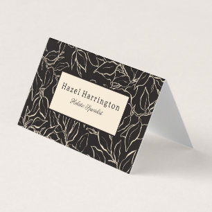 Elegant gevouwen Visitekaartje Zwart Wit Botanisch
