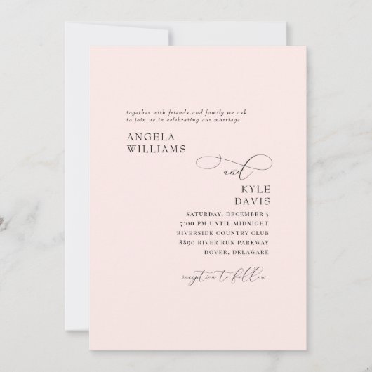 Elegant Gewoon Blush Geen Ouders Bruiloft Kaart (Voorkant)