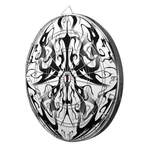 Elegant gezicht in vuur en vlammen Tribal Design Dartbord (Voorkant Rechts)