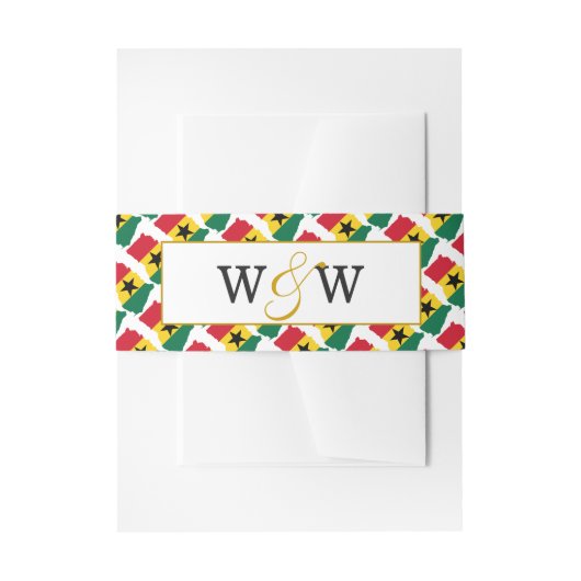 Elegant GHANA Monogram Wedding Celebration Uitnodigingen Wikkel (Voorkant Voorbeeld)