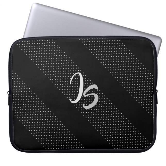 Elegant Gift met persoonlijke Silver Monogram Laptop Sleeve (Voorkant)