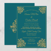 Elegant Gilded Wedding Uitnodiging (Voorkant / Achterkant)