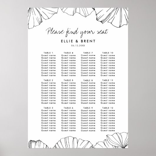 Elegant Ginkgo Biloba trouwzitje Poster (Voorkant)