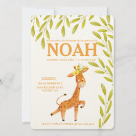 Elegant Giraffe Animals Safari Birthday Uitnodigin Save The Date