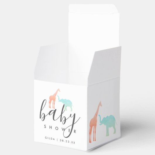 Elegant Giraffe Elephant Baby shower Bedankdoosjes (Geopend)