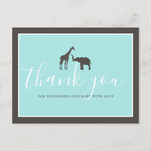Elegant Giraffe Elephant Baby shower Hartelijk dan Briefkaart