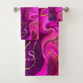 Elegant girale faux glitter marmer monogram bad handdoek (Insitu)