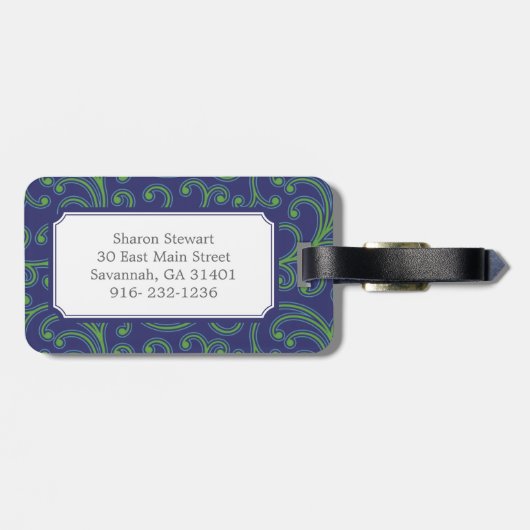 Elegant girale groene blauwe florale monogram bagagelabel