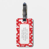 Elegant girale rode florale monogram bagagelabel (Achterkant verticaal)