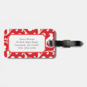 Elegant girale rode florale monogram bagagelabel (Achterkant horizontaal)