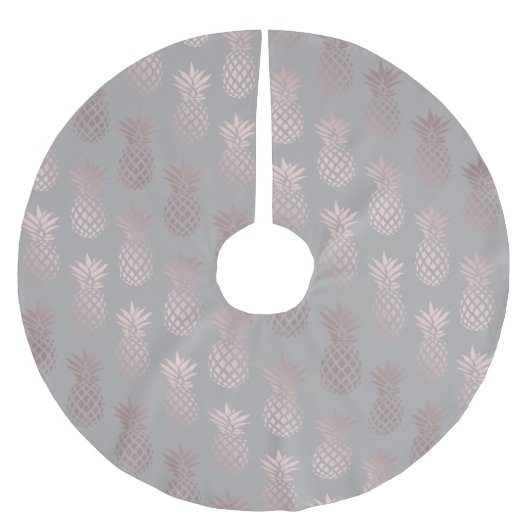 Elegant girale roos goud- en grijze anananaspatroo kerstboom rok (Voorkant)