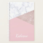 Elegant girale roos goud glitter witte marmer roze planner (Voorkant)