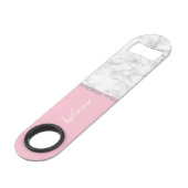 Elegant girale roos goud glitter witte marmer roze speed flessenopener (Voorkant Gekanteld)
