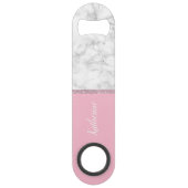 Elegant girale roos goud glitter witte marmer roze speed flessenopener (Achterkant)