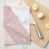 elegant girale roos goud glitter witte marmer roze theedoek (Quarter Fold)