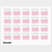 Elegant girale roos goud glitter witte marmer roze vierkante sticker (Vel)