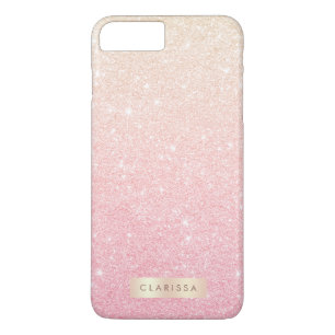 Elegant  girale roos goudglitter 	iPhone 8 plus / 7 plus hoesje