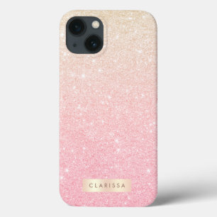 Elegant  girale roos goudglitter iPhone 13 hoesje