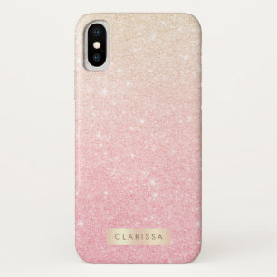 Elegant  girale roos goudglitter iPhone x hoesje