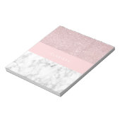 Elegant girale roos goudglitter en witte marmer notitieblok (Gedraaid)