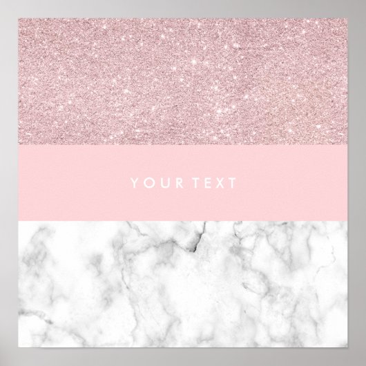 Elegant girale roos goudglitter en witte marmer poster (Voorkant)