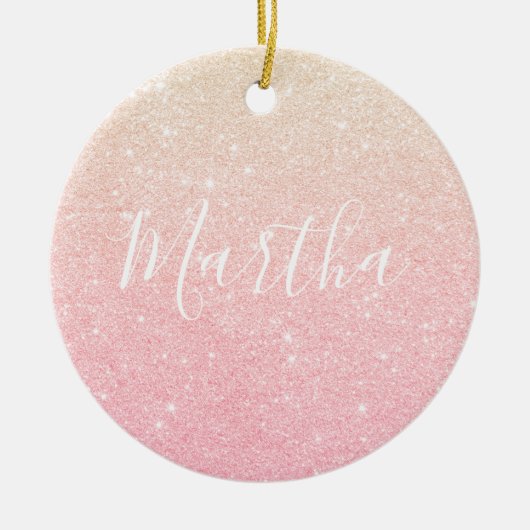 Elegant girale roos goudglitter keramisch ornament (Voorkant)
