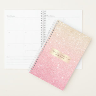 Elegant girale roos goudglitter planner