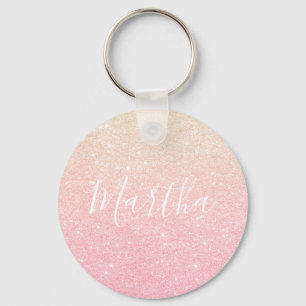 Elegant  girale roos goudglitter sleutelhanger