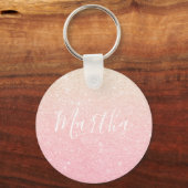 Elegant girale roos goudglitter sleutelhanger (Voorkant)