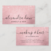 Elegant girale roze roze roos goudglitter make-up  visitekaartje (Voorkant / Achterkant)