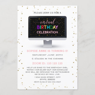 Elegant Girl Colorful Virtual Birthday Kaart