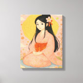 Elegant Girl in Kimono – Japanese Style Wall Art Canvas Afdruk (Voorkant)
