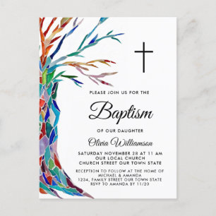 Elegant Girl's Baptism Christening Uitnodiging Briefkaart