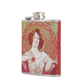 Elegant Girly Art Nouveau Mucha Ruby Lady Heupfles (Links)