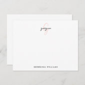 Elegant Girly Blush Roze Script Monogram Notitiekaartje (Voorkant / Achterkant)