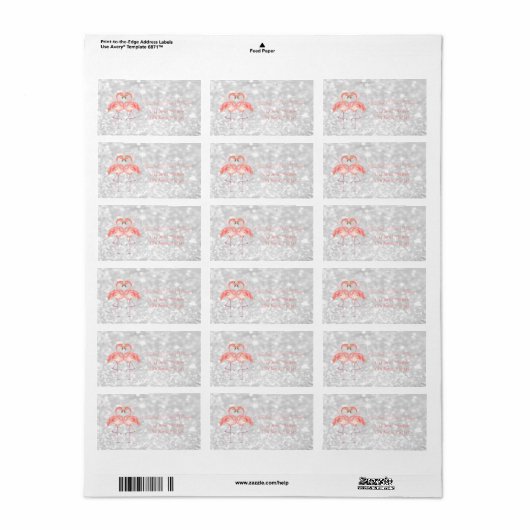 Elegant Girly, Bokeh, Roze Flamingos, Kunst Etiket (Full Sheet)