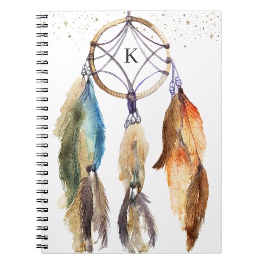 Elegant Girly Dreamweaver Feather Personalized Notitieboek (Voorkant)