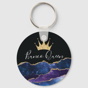 Elegant Girly Glitter Gold Crown Bunco Queen Sleutelhanger
