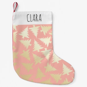 Elegant GIrly Gold & roze kerstboompatroon Kleine Kerstsok